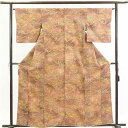 【中古】小紋 リサイクル着物 身丈163cm 裄64cm 前幅22cm 後幅28cm 袖丈48cm 正絹(シルク) レディース 袷仕立 秋冬春用 茶色 裄Mサイ...