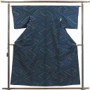 【中古】紬 リサイクル着物 身丈157cm 裄64cm 前幅24.5cm 後幅29cm 袖丈47cm 正絹(シルク) レディース 袷仕立 秋冬春用 紺地 裄Mサイズ リユース
