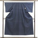【SS50%OFF】【中古】紬 リサイクル着物 身丈154cm 裄64cm 前幅23.5cm 後幅30cm 袖丈48cm 正絹(シルク) レディース 袷仕立 縞 秋冬春用 紺地 裄Mサイズ リユース