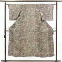 【中古】小紋 リサイクル着物 身丈150cm 裄61cm 前幅24cm 後幅29cm 袖丈48cm 正絹(シルク) レディース 袷仕立 秋冬春用 グレー地 裄S...