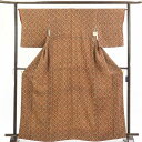 【中古】小紋 リサイクル着物 身丈167cm 裄66cm 前幅24.5cm 後幅30cm 袖丈50cm 正絹(シルク) レディース 袷仕立 秋冬春用 茶色 裄M...