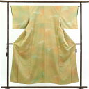 【中古】小紋 リサイクル着物 身丈155cm 裄64cm 前幅24.5cm 後幅30cm 袖丈47cm 正絹(シルク) レディース 袷仕立 秋冬春用 緑地 裄M...