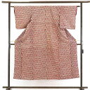 【中古】小紋 リサイクル着物 身丈148cm 裄61cm 前幅24cm 後幅28.5cm 袖丈48cm 正絹(シルク) レディース 袷仕立 秋冬春用 赤地 裄S...