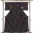 【中古】小紋 リサイクル着物 身丈162cm 裄62cm 前幅23cm 後幅29cm 袖丈45cm 正絹(シルク) レディース 袷仕立 秋冬春用 黒地 裄Sサイ...