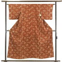 【中古】小紋 リサイクル着物 身丈156cm 裄62cm 前幅25cm 後幅29cm 袖丈45cm 正絹(シルク) レディース 袷仕立 秋冬春用 茶色 裄Sサイ...