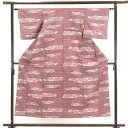 【中古】紬 リサイクル着物 身丈154cm 裄61cm 前幅22.5cm 後幅28cm 袖丈45cm 正絹(シルク) レディース 袷仕立 秋冬春用 ピンク地 裄...