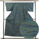 【中古】紬 リサイクル着物 身丈155cm 裄62cm 前幅23cm 後幅29cm 袖丈43cm 正絹(シルク) レディース 袷仕立 秋冬春用 緑地 裄Sサイズ...