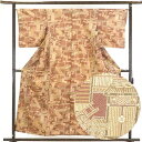 【中古】小紋 リサイクル着物 身丈157cm 裄66cm 前幅23cm 後幅28cm 袖丈49cm 正絹(シルク) レディース 袷仕立 秋冬春用 茶色 裄Mサイ...
