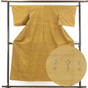 【中古】紬 リサイクル着物 身丈153cm 裄63cm 前幅23cm 後幅29cm 袖丈45cm 正絹(シルク) レディース 袷仕立 秋冬春用 茶色 裄Mサイズ...