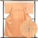 【中古】小紋 リサイクル着物 身丈158cm 裄66cm 前幅23cm 後幅29cm 袖丈51cm 正絹(シルク) レディース 袷仕立 秋冬春用 オレンジ地 裄...