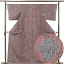 【中古】紬 リサイクル着物 身丈161cm 裄66cm 前幅24cm 後幅29cm 袖丈47cm 袖幅32.5cm レディース 袷 花柄 裄長 裄M-Lサイズ ...