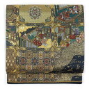 【中古】袋帯 リサイクル帯 幅30.5cm 長さ434cm レディース 宮中柄 秋冬春用 正絹(シルク)ブラック 美品 リメイク リユース