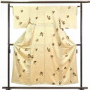 【中古】小紋 リサイクル着物 身丈154cm 裄63cm 前幅22cm 後幅28cm 袖丈45cm 正絹(シルク) レディース 袷仕立 秋冬春用 茶色 裄Mサイ...