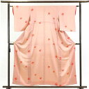 【中古】小紋 リサイクル着物 身丈159cm 裄62cm 前幅22.5cm 後幅28cm 袖丈52cm 正絹(シルク) レディース 袷仕立 秋冬春用 ピンク地 ...