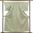 【中古】紬 リサイクル着物 身丈159cm 裄63cm 前幅23cm 後幅28cm 袖丈49cm 正絹(シルク) レディース 袷仕立 秋冬春用 グレー地 裄Mサイズ リユース