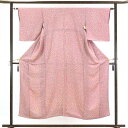 【中古】小紋 リサイクル着物 身丈150cm 裄63cm 前幅22cm 後幅28cm 袖丈46cm 正絹(シルク) レディース 袷仕立 秋冬春用 ピンク地 裄Mサイズ リユース