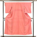 【中古】小紋 リサイクル着物 身丈154cm 裄63cm 前幅23cm 後幅28cm 袖丈52cm 正絹(シルク) レディース 袷仕立 秋冬春用 ピンク地 裄Mサイズ リユース