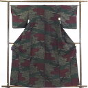 【中古】紬 リサイクル着物 身丈164cm 裄65cm 前幅22.5cm 後幅30cm 袖丈49cm 正絹(シルク) レディース 袷仕立 秋冬春用 黒地 裄Mサイズ トールサイズ リユース