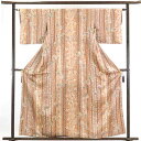 【中古】小紋 リサイクル着物 身丈161cm 裄63cm 前幅23cm 後幅28cm 袖丈45cm 正絹(シルク) レディース 袷仕立 縞 秋冬春用 茶色 裄M...