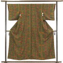 【中古】小紋 リサイクル着物 身丈156cm 裄65cm 前幅22cm 後幅30.5cm 袖丈48cm 正絹(シルク) レディース 袷仕立 秋冬春用 緑地 裄M...