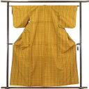 【中古】紬 リサイクル着物 身丈160cm 裄63cm 前幅24.5cm 後幅30cm 袖丈47cm 正絹(シルク) レディース 袷仕立 秋冬春用 茶色 裄Mサ...