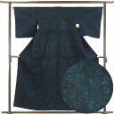 【中古】紬 リサイクル着物 身丈158cm 裄65cm 前幅23.5cm 後幅28.5cm 袖丈48cm 正絹(シルク) レディース 袷仕立 秋冬春用 紺地 裄...