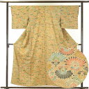 【中古】小紋 リサイクル着物 身丈158cm 裄64cm 前幅22cm 後幅29cm 袖丈46cm 正絹(シルク) レディース 袷仕立 秋冬春用 茶色 裄Mサイ...