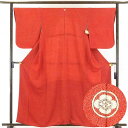 【中古】小紋 リサイクル着物 身丈162cm 裄67cm 前幅24cm 後幅30cm 袖丈56cm 正絹(シルク) レディース 袷仕立 秋冬春用 赤地 裄Lサイ...