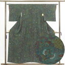 【中古】小紋 リサイクル着物 身丈157cm 裄62cm 前幅23.5cm 後幅29cm 袖丈46cm 正絹(シルク) レディース 袷仕立 秋冬春用 緑地 裄S...