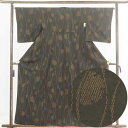 【中古】紬 リサイクル着物 身丈160cm 裄65cm 前幅24.5cm 後幅28cm 袖丈49cm 正絹(シルク) レディース 袷仕立 秋冬春用 茶色 裄Mサ...