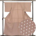 【中古】小紋 リサイクル着物 身丈159cm 裄62cm 前幅25cm 後幅30cm 袖丈47cm 袖幅32cm レディース 袷 麻の葉 裄Sサイズ 秋冬春用 ...
