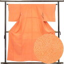 【中古】小紋 リサイクル着物 身丈155cm 裄62cm 前幅23cm 後幅28.5cm 袖丈48cm 袖幅31cm レディース 袷 鮫小紋 裄Sサイズ 秋冬春用 正絹(シルク)オレンジ地 やや難 リメイク リユース