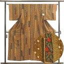 【中古】小紋 リサイクル着物 身丈154cm 裄丈64cm 前幅23cm 後幅28cm 袖丈45cm 袖幅33cm レディース 袷 絞り 裄Mサイズ 秋冬春用 ...