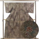 【中古】紬 リサイクル着物 身丈162cm 裄丈65cm 前幅23cm 後幅29.5cm 袖丈49cm 袖幅32.5cm レディース 袷 植物 裄Mサイズ 秋冬...