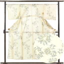 【中古】紬 リサイクル着物 身丈153cm 裄丈67cm 前幅25cm 後幅30.5cm 袖丈45cm 袖幅33cm レディース 花柄 裄長 裄Lサイズ 夏用 ...
