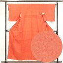 【中古】小紋 リサイクル着物 身丈157cm 裄64cm 前幅23cm 後幅30cm 袖丈49cm 正絹(シルク) レディース 袷仕立 秋冬春用 オレンジ地 裄...