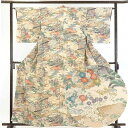 【中古】小紋 リサイクル着物 身丈162cm 裄64cm 前幅26cm 後幅30cm 袖丈48cm 正絹(シルク) レディース 袷仕立 秋冬春用 茶色 裄Mサイ...