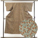 【中古】小紋 リサイクル着物 身丈150cm 裄62cm 前幅23cm 後幅28cm 袖丈45cm 正絹(シルク) レディース 袷仕立 秋冬春用 茶色 裄Sサイ...