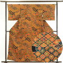 【中古】小紋 リサイクル着物 身丈160cm 裄66cm 前幅24.5cm 後幅28.5cm 袖丈46cm 正絹(シルク) レディース 袷仕立 秋冬春用 黒地 ...
