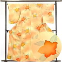 【50%OFF】【中古】小紋 リサイクル着物 身丈163cm 裄64cm 前幅22cm 後幅28cm 袖丈56cm 正絹(シルク) レディース 袷仕立 秋冬春用 黄色地 裄Mサイズ 美品 リユース