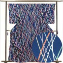 【中古】小紋 リサイクル着物 身丈163cm 裄64cm 前幅22cm 後幅30cm 袖丈55cm 正絹(シルク) レディース 袷仕立 秋冬春用 紺地 裄Mサイ...
