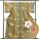 【中古】小紋 リサイクル着物 身丈161cm 裄66cm 前幅25cm 後幅28cm 袖丈48.5cm 正絹(シルク) レディース 袷仕立 秋冬春用 茶色 裄M...