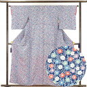 【中古】小紋 リサイクル着物 身丈158cm 裄64cm 前幅24cm 後幅28cm 袖丈49cm 正絹(シルク) レディース 袷仕立 秋冬春用 紺地 裄Mサイ...