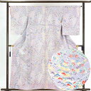 【中古】小紋 リサイクル着物 身丈159cm 裄65cm 前幅22.5cm 後幅29.5cm 袖丈55cm 正絹(シルク) レディース 袷仕立 秋冬春用 紫地 ...