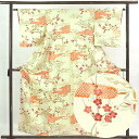 【中古】小紋 リサイクル着物 身丈158cm 裄63cm 前幅23cm 後幅28.5cm 袖丈48cm 正絹(シルク) レディース 袷仕立 秋冬春用 緑地 裄M...