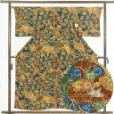 【中古】小紋 リサイクル着物 身丈156cm 裄65cm 前幅24cm 後幅29cm 袖丈45cm 正絹(シルク) レディース 袷仕立 秋冬春用 茶色 裄Mサイ...