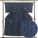 【中古】紬 リサイクル着物 身丈156cm 裄64cm 前幅25cm 後幅30cm 袖丈49cm 正絹(シルク) レディース 袷仕立 秋冬春用 紺地 裄Mサイズ...
