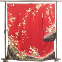 【中古】振袖 リサイクル着物 身丈165cm 裄丈66cm 前幅24cm 後幅30cm 袖丈106cm 袖幅33cm レディース 袷 花車 裄長 裄M-Lサイズ...