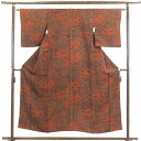 【中古】小紋 リサイクル着物 身丈154cm 裄62cm 前幅22cm 後幅27.5cm 袖丈48cm 正絹(シルク) レディース 袷仕立 秋冬春用 茶色 裄S...