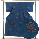 【中古】小紋 リサイクル着物 身丈155cm 裄62cm 前幅24cm 後幅28.5cm 袖丈44cm 正絹(シルク) レディース 袷仕立 秋冬春用 紺地 裄S...
